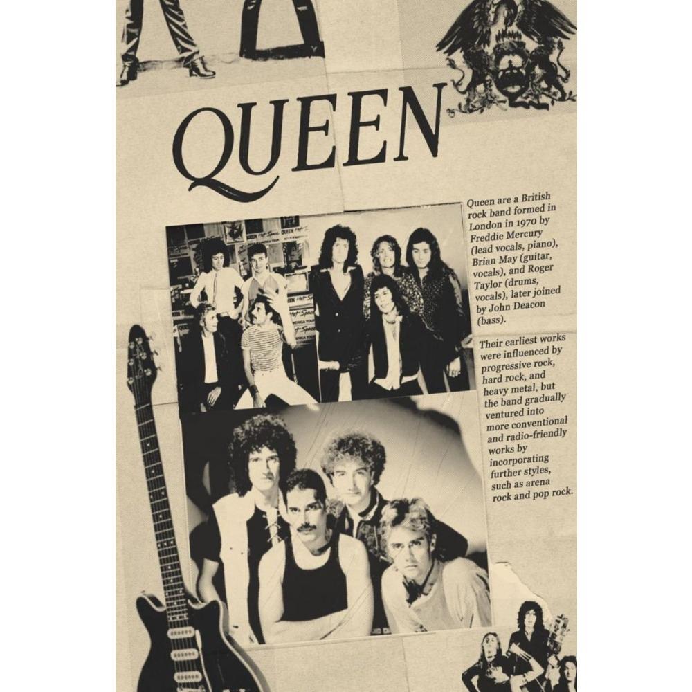 Metal Queen Band Wall Decor, Handmade 3D Tin Art for Living Room Bedroom Music Studio