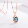 New Fashion Female  Set  Sterling Silver Blue Oval Design Crystal Zircon Earrings Necklace for Women  Set