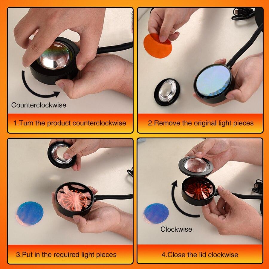 Bluetooth Smart Sunset Projection Lamp Sunset Projector Night Light App Remote Led Lights for Living Room Decoration Photography Gifts