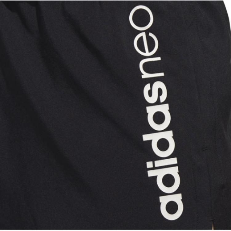 adidas Neo Alphabet Print Mid-Waist Fitted Elastic Sports Casual Shorts Women Shorts Black FN6443