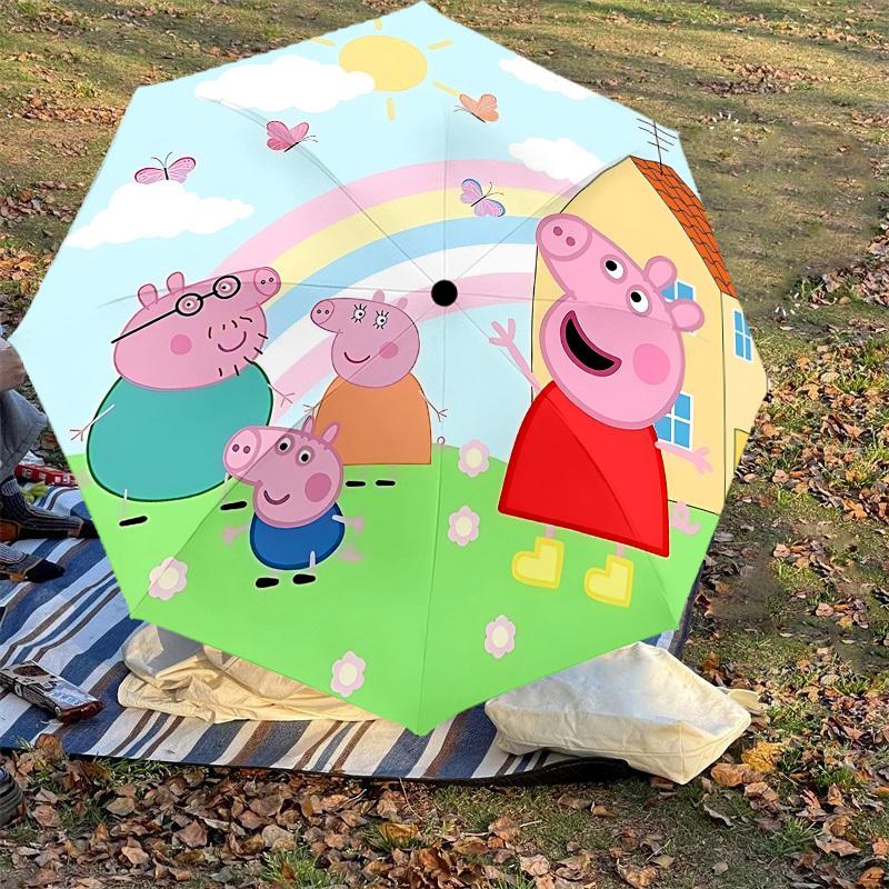 1PC Peppa Pig Umbrella-8-Rib Reinforced, Automatic Open, Lightweight & Durable, Cute Fashion Accessory for Outdoor-F2684