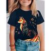 Fashionable Summer Children's Top Creative Colorful Cute Animal 3D Printed T-shirt Girls Comfortable Soft Breathable Short Sleeves T-shirt