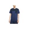 Men's Athleisure Casual Sports Breathable Splicing Short Sleeve Navy Blue T-Shirt DD4743-410