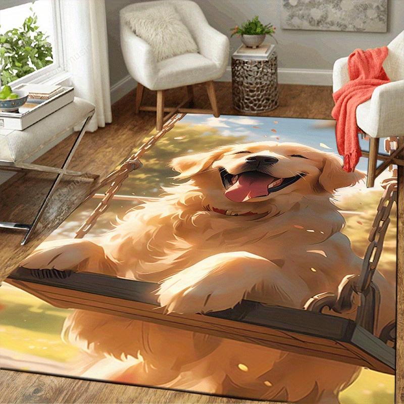 1pc Happy Puppy Pattern Area Rug, Anti Slip Non Shedding Stain Resistant Carpet