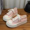 Scarpe da Ginnastica da Donna in Tela Autunnali Suola Spessa Scarpe Sportive Casual Comode Antiscivolo Moda Punta Tonda Stringate Scarpe con Plateau