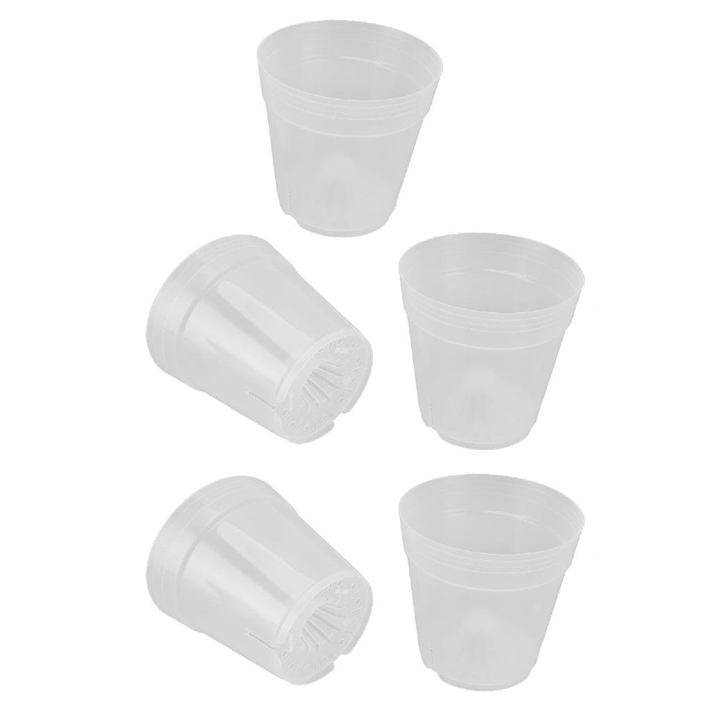 5 Stück Orchideentöpfe mit Löchern Untertassen Innen Klarer Kunststoff Pflanzentopf Set Optimale Drainage für Hausgarten Durchmesser 140mm