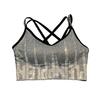 Women's Rhinestone Padded Sports Bra Seamless Cami Cropped Tank Top Crisscross Back Shiny Workout Bra