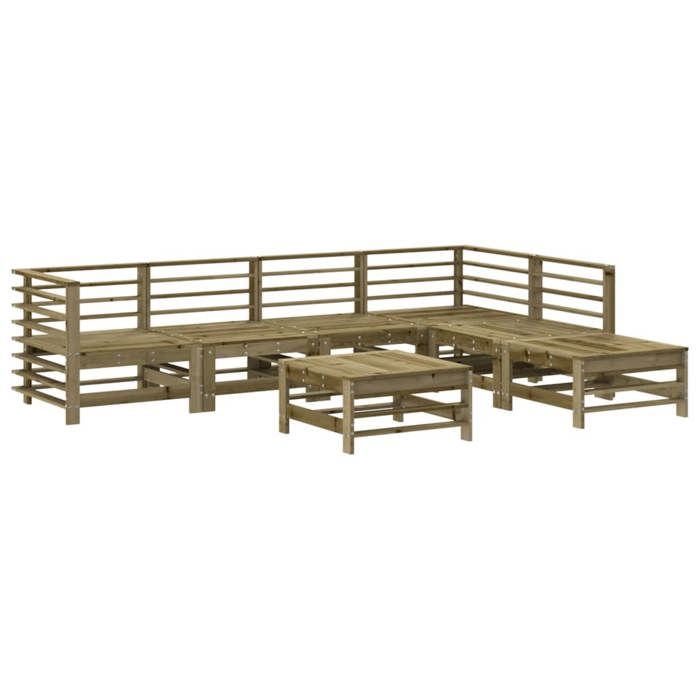 VidaXL Salon de Jardin 7 pcs, Canapés avec Repose-pied, Ensemble de Meubles avec Table Basse Patio Terrasse, Rustique, Bois 3186444