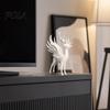 Angel Wing Reindeer Sculpture Christmas Elk Statue with Wings, 3D Printed Figurine, Modern Antler Deer Decor Standing for Dining Table, Fireplace,