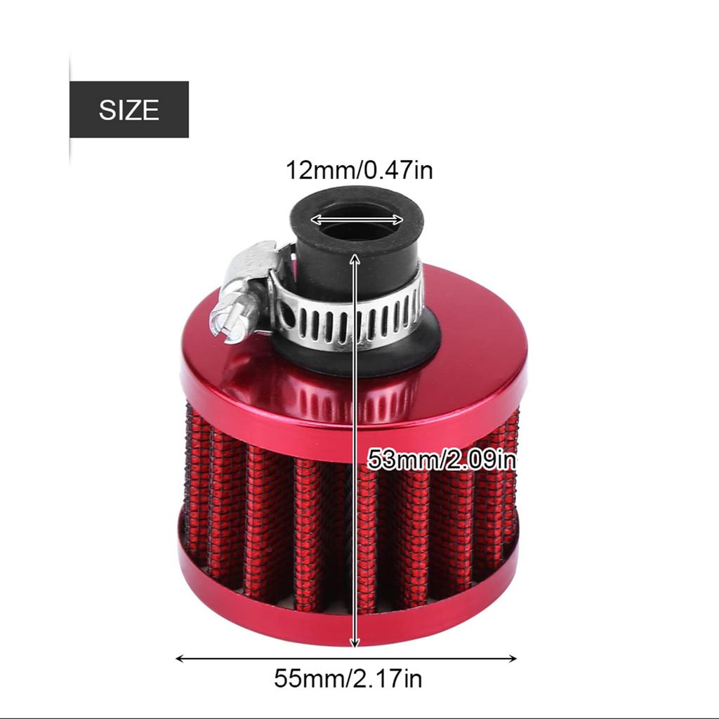 1 * Air Filter, Breather Filter 13mm-Qiilu Air Filter Air Intake Filter Kit 57 * 50mm 13mm Universal (Red Color)