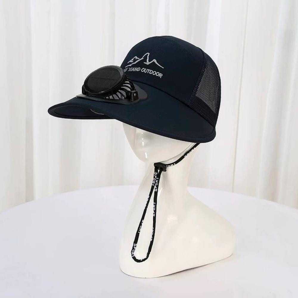 Mesh Wide Brim Fan Cap Breathable Solar Cooling Hat Practical Sun Hat with Solar Fan  Men/Women