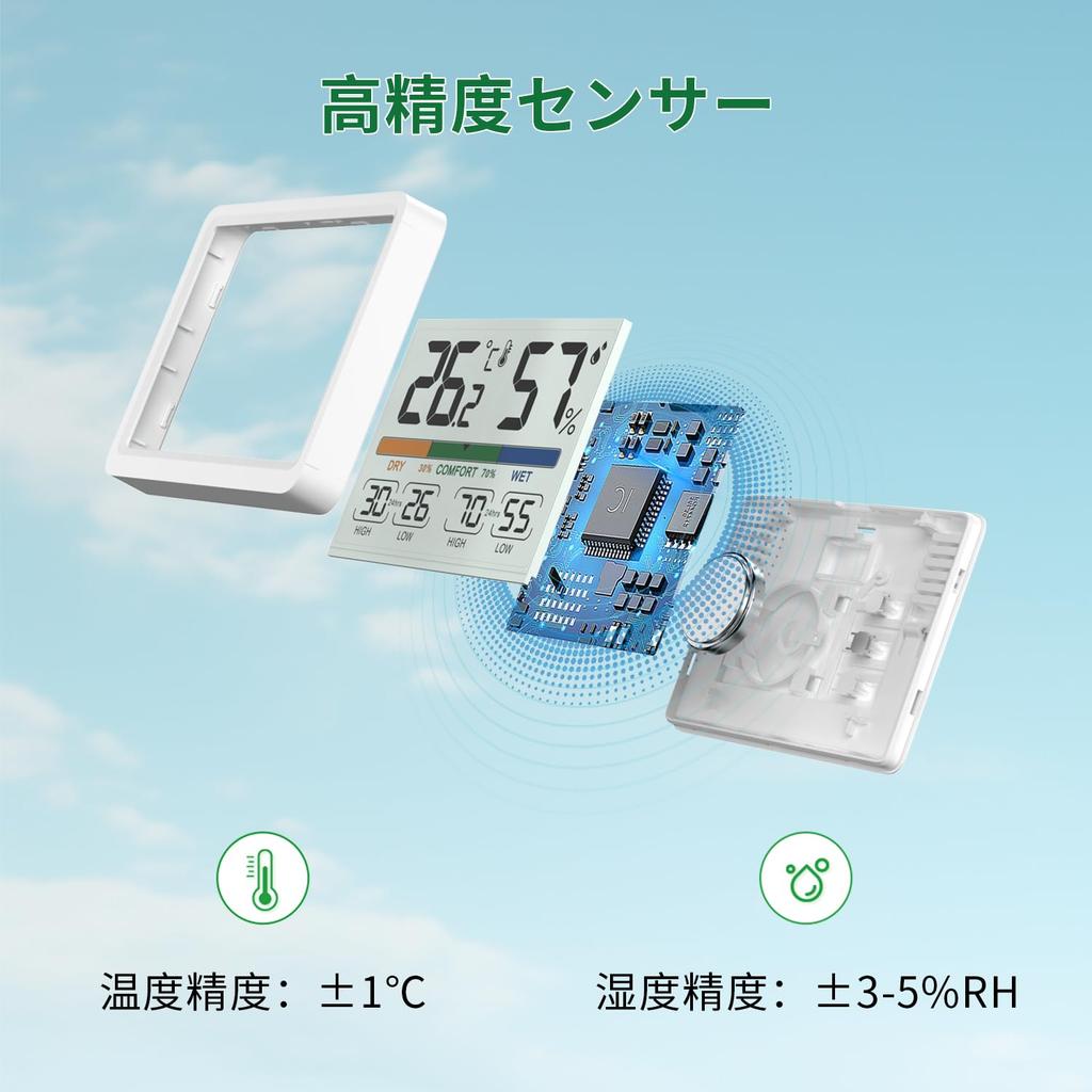 NOKLEAD Digital Indoor Thermometer with Comfort Desktop Temperature and Humidity Large LCD Room Temperature Perfect for Rainy Ideal for Dry Skin and