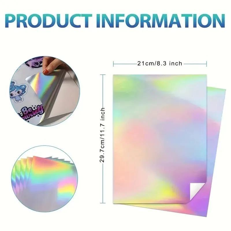 A4 Inkjet Sticker Paper Holographic Diamond Vinyl Waterproof Self Adhesive Printable Sheets Craft Label Decal Printing Supplies