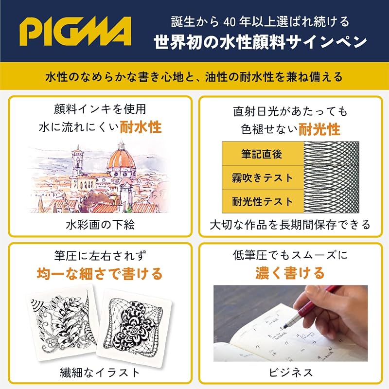 Sakura Craypas Pigma Water-Based Pens, Black, Set of 3 (ESDK-3A)
