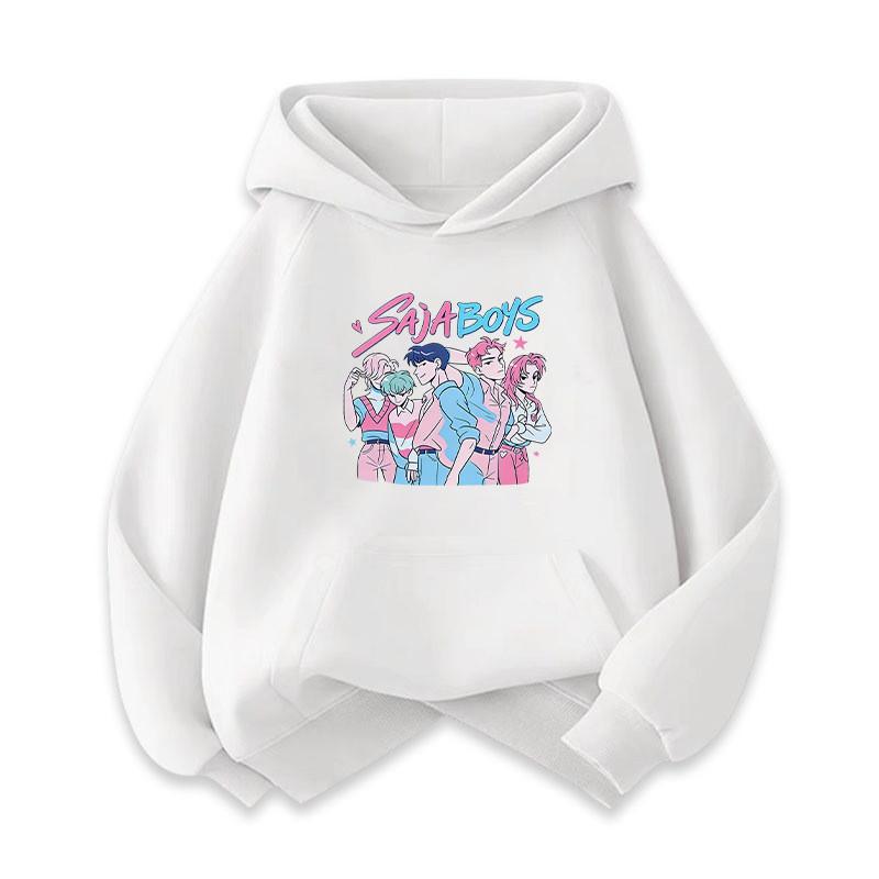 

Kids Girls Kpop Rumi Zoey Mira Sajaboys Printed Casual Long Sleeves Hoodies 110cm белый