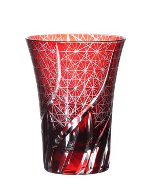[QD-K2] Kiriko Glas Alte Glastasse Traditionelles Handwerk Spülmaschinenfest (rot)