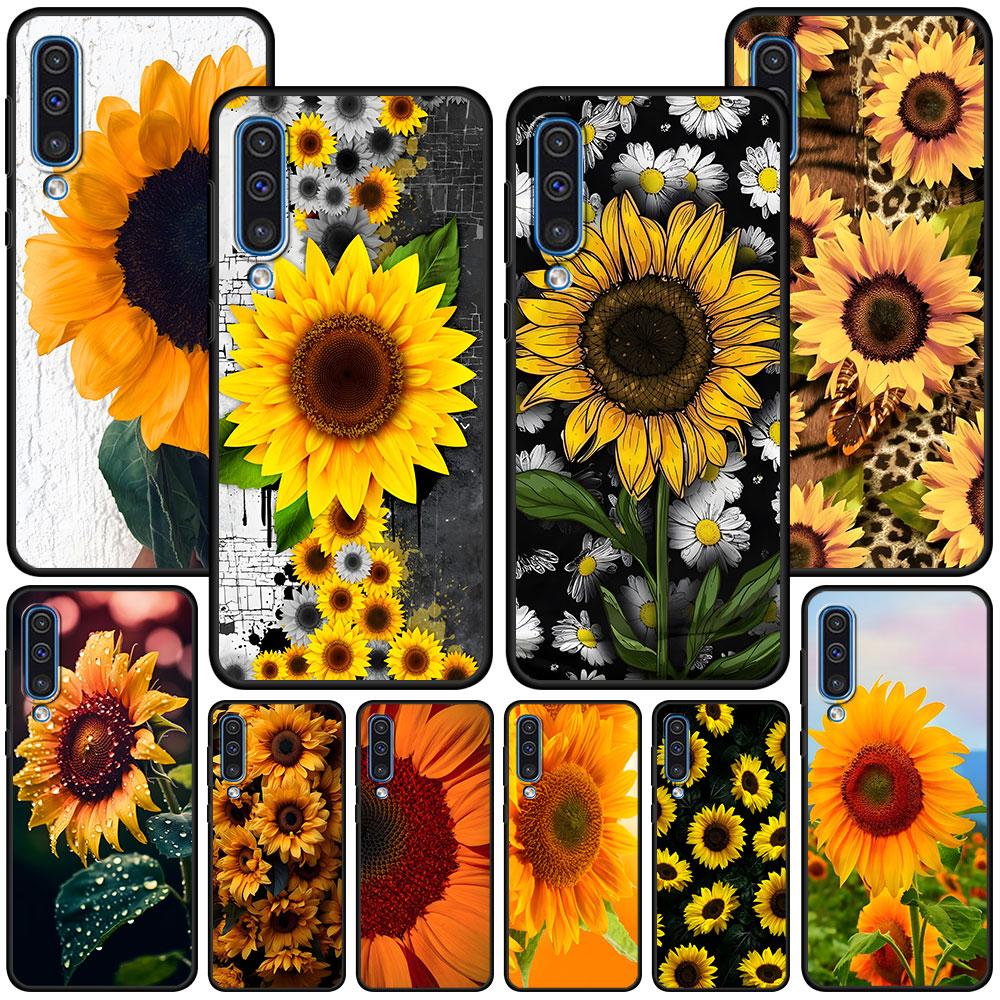 Summer Daisy Sunflower Floral Flower Case for Samsung Galaxy A10s A50 A50s A02s A03s A20 A30 A20e A70 A70s A20s A30s Black Cover