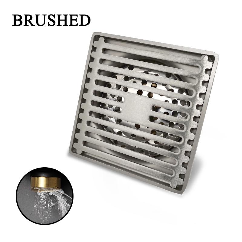 Rose Gold Floor Drain Square 100x100MM Brass Drain Toilet Balcony Bathroom Shower Anti-odor Drains Tile Insert Waste Grates