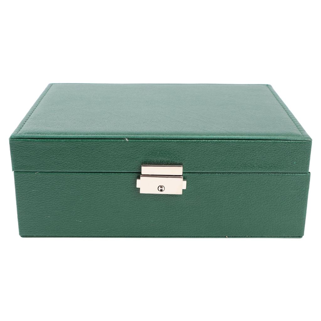 Double Layer Jewelry Storage Case with Lock Travel PU Leather Jewelry Organizer Holder for Ring Earrings Necklace