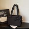 Korean Style Bow Tote Bag Large Capacity Nylon Handbag Cotton Padded Shoulder Bag  Girls