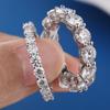 Farbe Moissanit Reihenring 925er Sterlingsilber Diamant Eheringe für Damen Zertifizierter Feinschmuck Geschenk Houtros