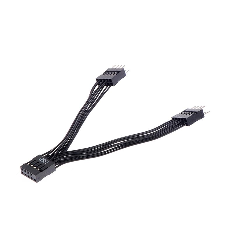 Usb Motherboard Cable Usb Header Extension Cable 9Pin 1 Female To 2 Male Y Splitter Cable Black