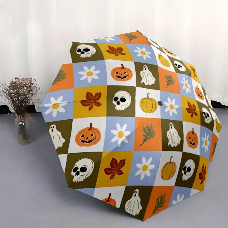 1pc Halloween Fall Automatic Open/Close Umbrella with One Touch Button,, Windproof Design   Lightweight Portable Umbrella for Women & Men6077