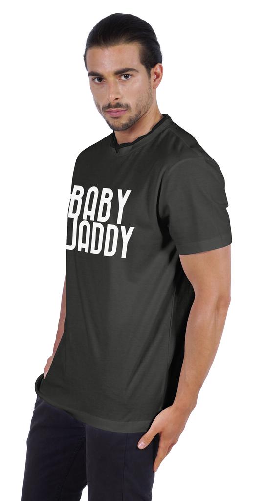 Inkmeso Men  s Graphic Quote   Baby Daddy   Tshirt For Dads Round Neck with V Cut