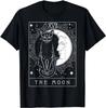 New Fashion Tarot Card Crescent Moon And Cat Graphic T-Shirt 100% Cotton Hip Hop Streetwear Tops Tops Tees Men's Clothing 43007