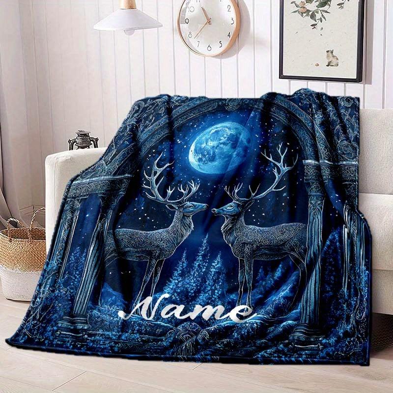 Deer Customize Your Name Blanket Warm Comfortable And Soft Blankets Are Suitable For Home Chairs Office Sofas Sofas Office Camping And Gifts For
