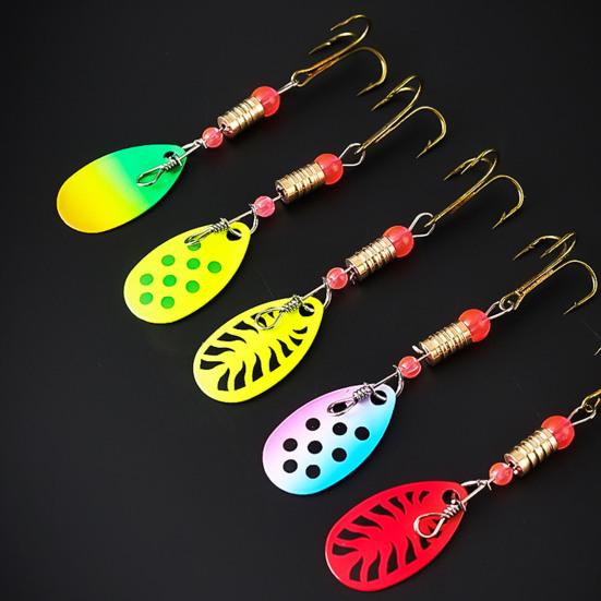10Pcs 7.5CM/3G Spinner Blade Lure with Hook Feather Hard Metal Spinnerbait Rotating Sequin Lure Saltwater Freshwater Walleye Bass Fishing Accessories