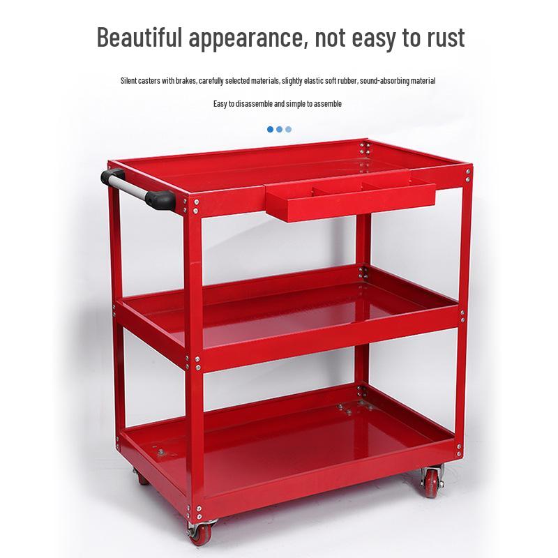 Heavy-Duty Three-Tier Mobile Tool Cart for Auto Repair and Maintenance