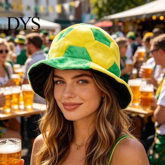 Soft Plush Sports Hat Adults Comfortable Universal Fit Football Cap Yellow Green Shape Party Carnival Cheering Tool Fan Accessory
