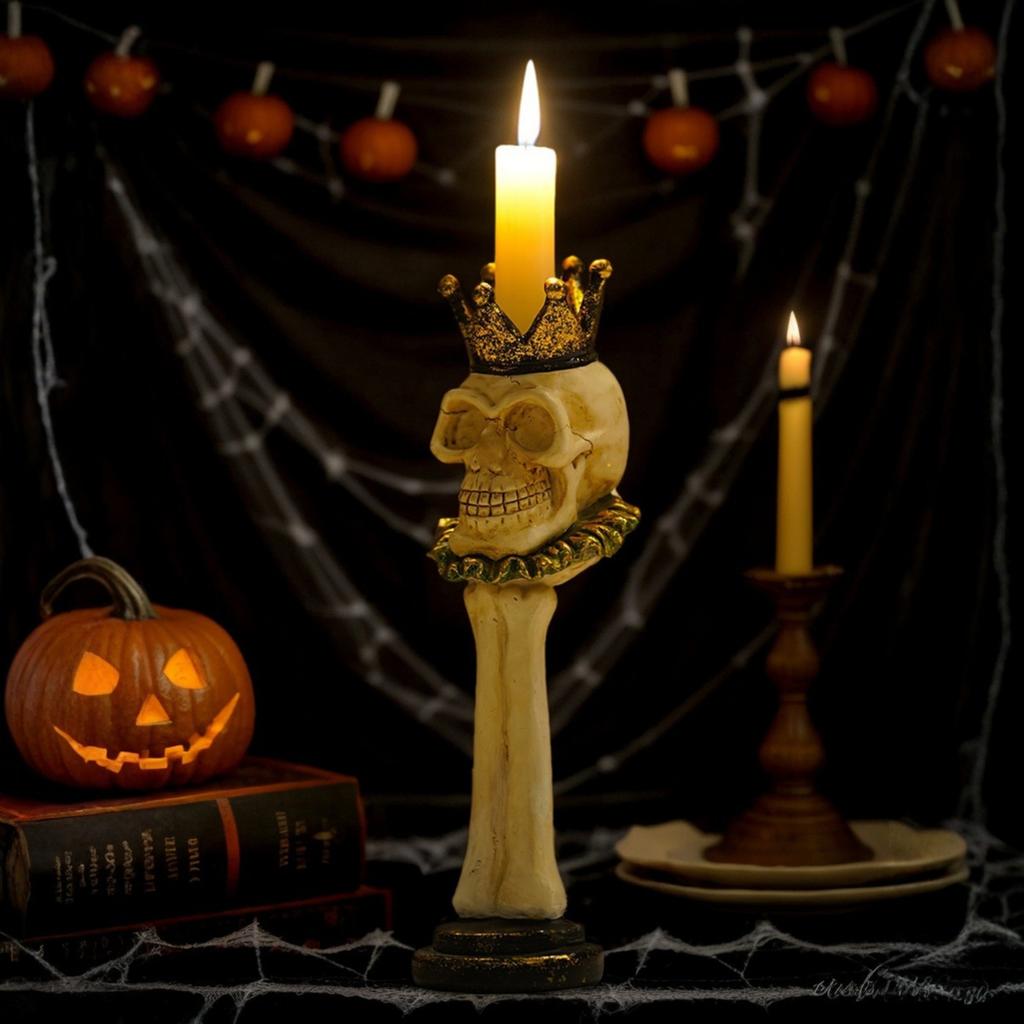 Halloween Candle Holder Resin Gothic Decor for Party Table Shelf Mantel