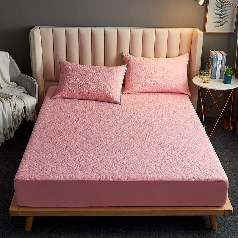 Fashion Waterproof Mattress Cover Quilted Fitted Sheet 140*200 160*200 Mattress Protector Solid Color Bed Cover NO Pillowcase