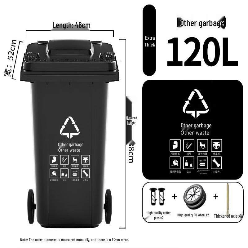 JPHZNB Large Capacity Outdoor Waste Bin with Wheels