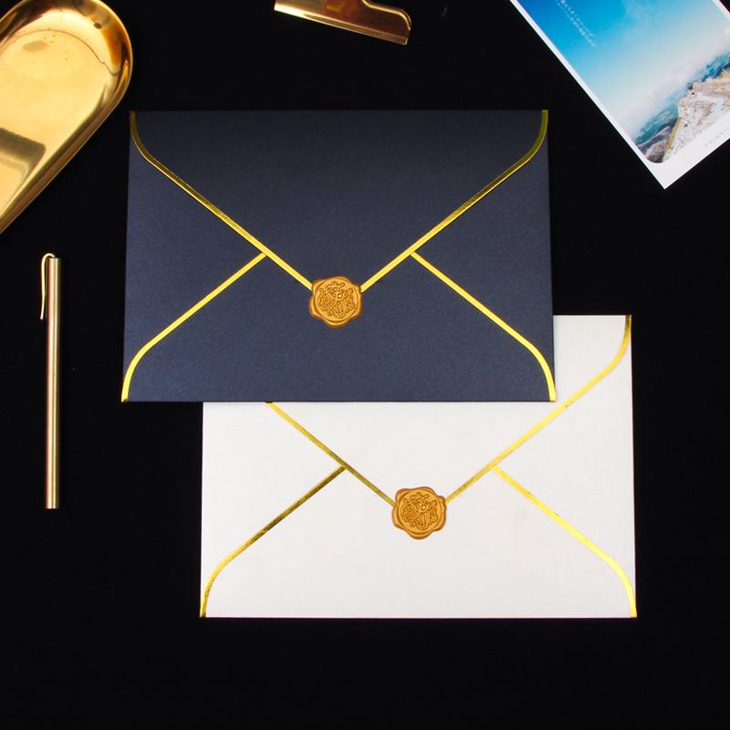 A5 Gold-Edged Pearlescent Invitation Envelope with Logo Print Capability