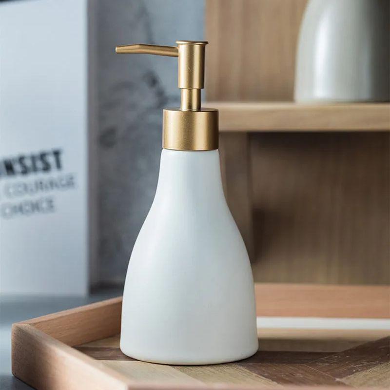 Ceramic Bathroom Liquid Soap Dispenser Bottle Shampoo Shower Gel and Lotion Storage Bottles Home Hotel Disinfectant Bottle