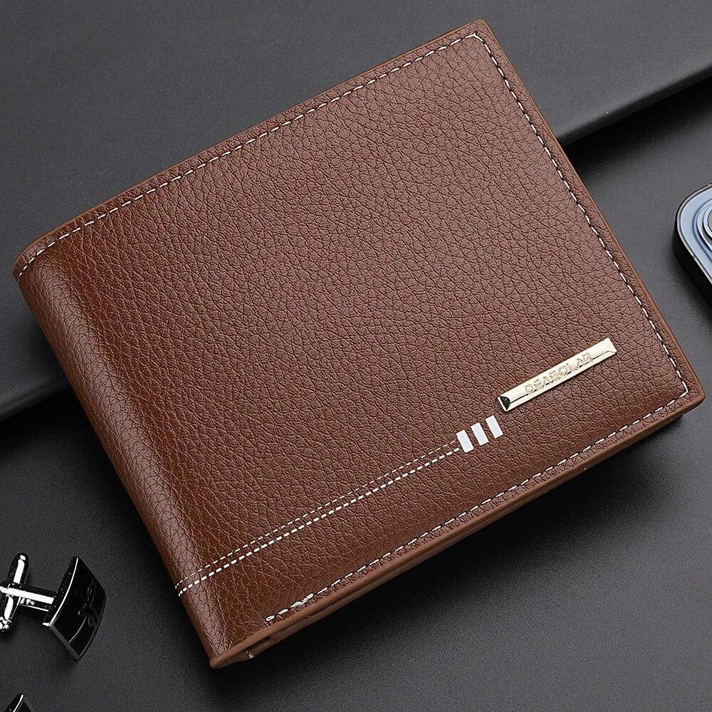 Men's Wallet Credit Card Holder Zipper Coin Purse High-Quality Lychee Pattern Business Short Wallet For Men