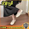 Retro bow shallow mouth single shoes 2025 summer new flat cross belt Mary Jane shoes women's rivet ballet shoes