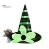 Halloween Costume Hat Witch for Women Girls, Large Striped Wizard Holiday Themed Party Accessories with Flower Accessories, Cosplay, Parent