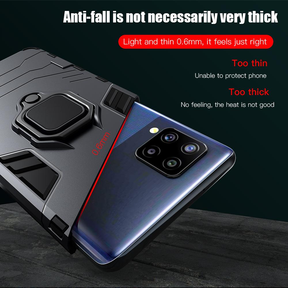 KEYSION Custodia blindata antiurto per Samsung A12 con anello reggiano Bumper Cover posteriore in silicone per Galaxy A12