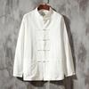 Men's Thin Long-sleeved Chinese Style Shirt Solid Color Stand-up Collar Retro Casual Tang Suit