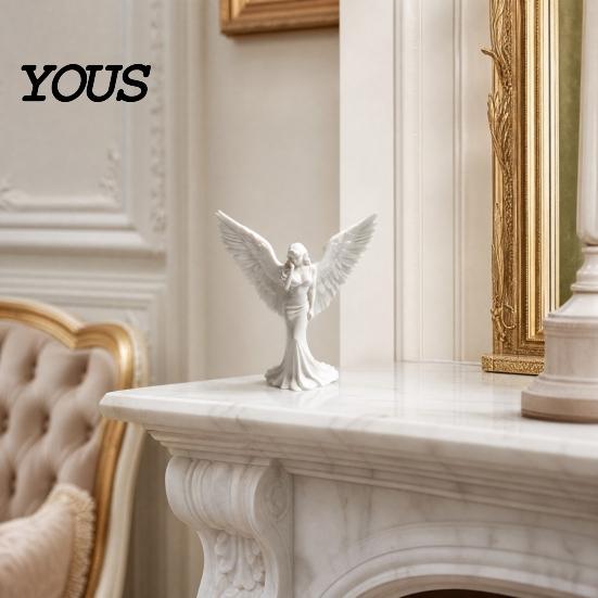 Elegant Angel Home Accent 3D Printed Figurine with Large Wings, Decorative Statue, Smooth Edge Sculpture Art Crafts Decoration for Shelf