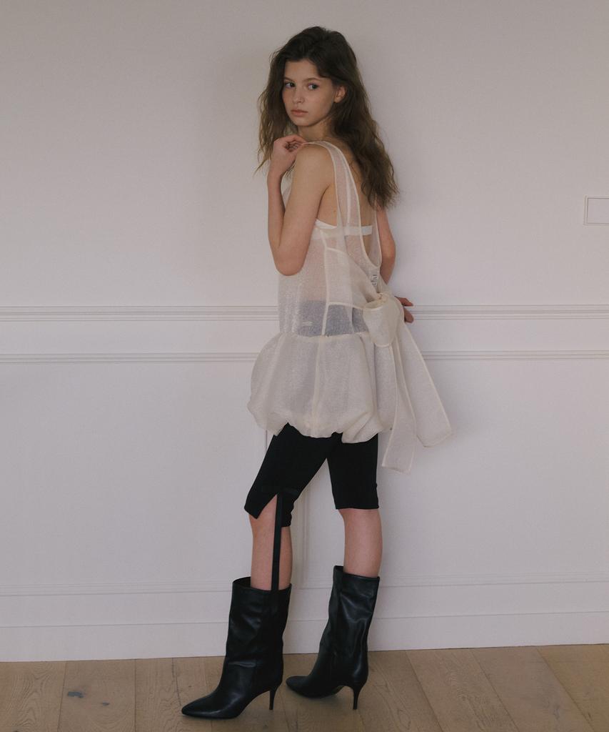 Obeodyupeulleeo Organza Balloon Mini Dress_Cream