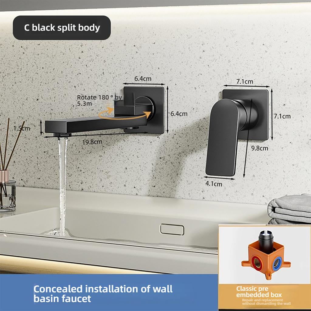 Bathroom wall mounted faucet, hot and cold wall mounted faucet, bathroom wall mounted cannon copper faucet, concealed faucet