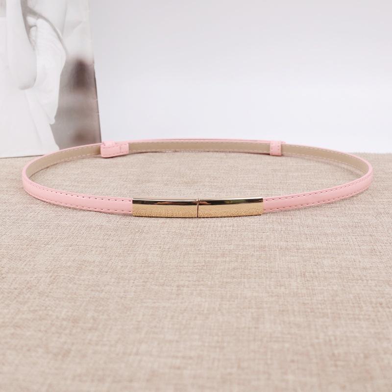 Simple and Versatile Women's Slim Belt Fashionable Commuter Belt with Gold Buckle and Textured Leather Design belt women