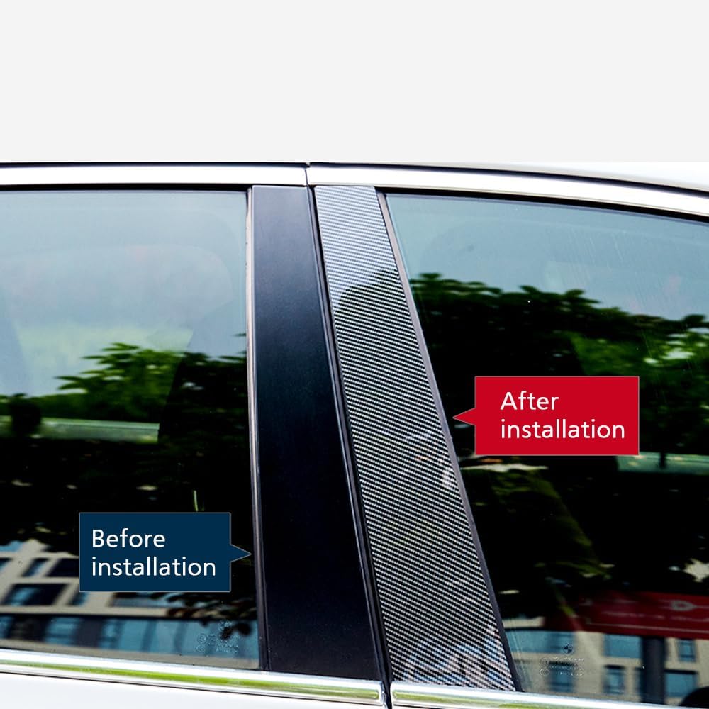 8pcs Carbon Fiber Pattern Vehicle Specific Fit Plastic Car Window Pillar Stickers for VW Passat (2011-2018) Window Surface, Protects Center Pillar,