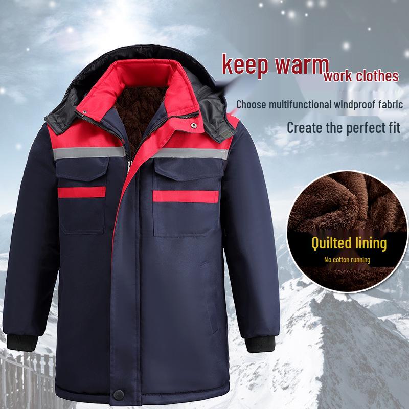 Men's Thick Winter Work Jacket - Wear-Resistant, Anti-Scald, Cotton with Plus Velvet Lining