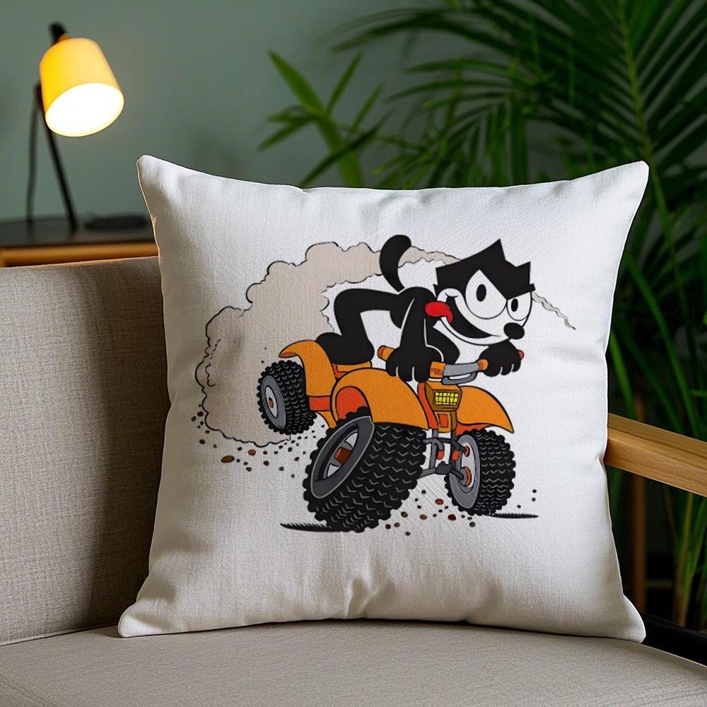 F-Felix The Cat Exquisite Cushion Cover Soft Short Plush Double-Sided Printing Home Decor Machine Washable Pillow Case Gift